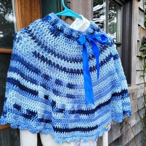 Handmade crochet Ocean blue Skirt/Poncho